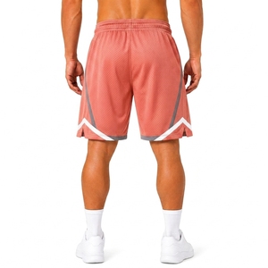 Men's Coral Geometric Mesh Shorts Quick Dry Drawstring Sporty <b>Athletic</b> Training Gym Wear with Zipper Pockets - Product Image 2