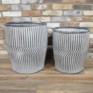 Seau de jardinière galvanisé avec graphique vintage pour les parterres de fleurs à l'extérieur, les coins de porche et l'aménagement paysager - Product Image 3