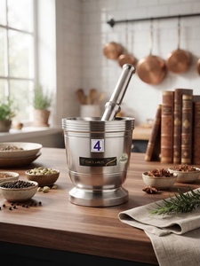 Juego de Mortero y Maja de Acero Inoxidable Premium, Acabado Plateado, Molinillo de Especias y Hierbas, Diseño Ecológico y Duradero para Cocina - Product Image 2