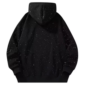 Sudadera Personalizada para Hombre, Negra con Brillo, Corte Regular, 100% Algodón Felpa, Estilo Urbano, Estampado Brillante, Transpirable, Ecológica, OEM, ODM - Product Image 2