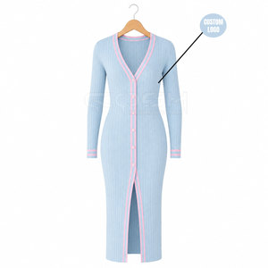Cosh International Sorority Sisterhood Cardigan à simple boutonnage rayé pour femme, Robes longues en maille avec fente avant - Product Image 5