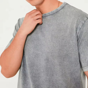 Men's Gray Solid Color Cotton Crew Neck <b>T</b>-<b>Shirt</b> and Shorts Set Casual Summer Wear Knitted Fabric Plain Dyed Style - Product Image 6