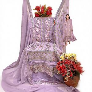 ชุดสัลวาร์ คามีซ ดีไซน์ใหม่สไตล์อินเดีย-ปากีสถาน ผ้าฝ้ายปักลายแบบดั้งเดิม ทรงตรง - Product Image 1