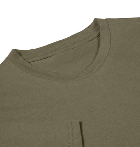 เสื้อยืดคอกลมสีเขียวมะกอกสำหรับผู้ชาย แขนสั้น ผ้าฝ้าย 100% ทรงปกติ สีพื้น เสื้อเจอร์ซีย์ถักแบบลำลอง - Product Image 6