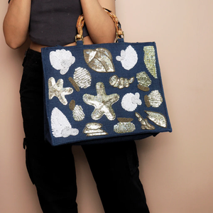 Sac fourre-tout en coton perlé fait main et orné de broderies, sacs de plage tissés à la main par Whimsy Art Craft - Product Image 3