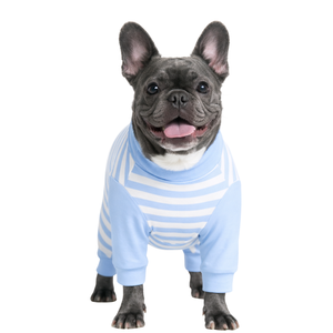 ชุดนอนสุนัขแบบชุดคลุมทั้งตัว ลายทางสีฟ้า ผ้าเนื้อนุ่ม ยืดหยุ่นได้ ชุดนอนสัตว์เลี้ยง ระบายอากาศได้ดี ใส่สบายทุกฤดู สำหรับสุนัขขนาดเล็กถึงขนาดกลาง ใช้ในบ้าน - Product Image 2