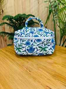 Cotton quilted Train case personalized <b>bride</b> wedding <b>makeup</b> case gift girl stylish travel vanity <b>bag</b> block print floral case - Product Image 2