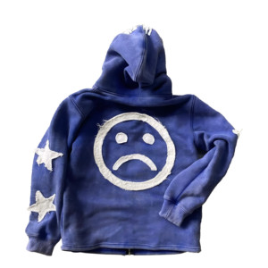 Sudaderas con Capucha Bordadas para Hombre, Diseño de Estrellas con Parches Desgastados, Corte Regular Premium, Felpa de Poliéster/Algodón, Invierno - Product Image 5