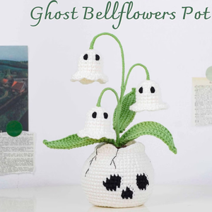 Fleur artificielle en crochet faite à la main, plante en pot, fleur de cloche blanche, décoration, cadeau pour la maison, les amis, fabriqué au Vietnam - Product Image 2