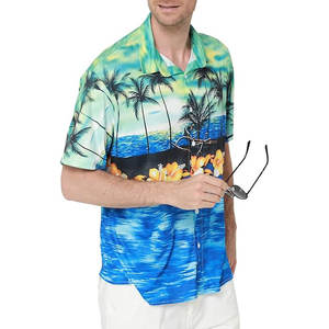 Chemises de plage formelles pour hommes de haute qualité vêtements tricotés boutonnés à manches courtes pour l'été motif respirant et imprimé - Product Image 4