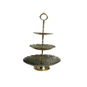 Supports à gâteaux vintage en laiton, outils de décoration de desserts de haute qualité, motif floral, taille personnalisable, à trois niveaux - Product Image 1