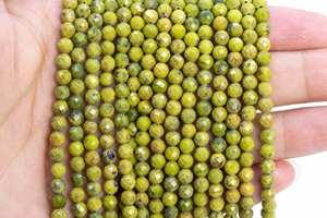 5MM Yellow Green <b>Turquoise</b> <b>Beads</b> Grade Genuine Natural Gemstone Faceted Round Loose <b>Beads</b> Bulk Lot Options - Product Image 3