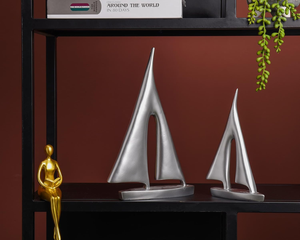 Estatua Decorativa de Velero Plateado para Decoración del Hogar, Escultura Náutica Moderna para Escritorio de Oficina, Estante y Sala de Estar - Product Image 4
