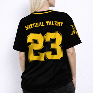 Maillot de football en mesh noir et jaune surdimensionné de qualité supérieure pour femme, vêtement de sport unisexe, chemise personnalisée, fournisseur en gros d'articles de sport - Product Image 3