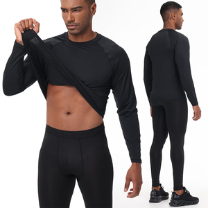 Custom Logo Quick Dry Breathable Long Sleeve T-Shirt Polyester Made Black Color Sport Men's Running T-Shirt - Product Image 2