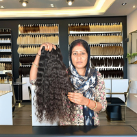 Extensions de cheveux humains naturels indiens Remy noirs, double trame, couleur naturelle, sans nœuds, bouclés, 100g