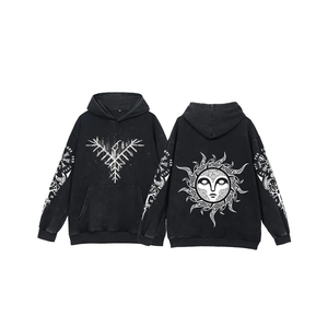 Sudadera con capucha para hombre, estilo vintage, con efecto lavado, teñido anudado, estampado 3D, lavado ácido, de algodón de gramaje alto, felpa francesa, oversize, al por mayor - Product Image 3