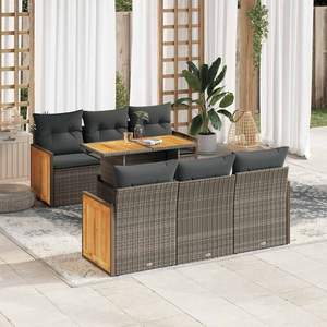 Ensemble de canapés de jardin modulaires gris en rotin PE, élégant et multi-pièces, pour l'extérieur - Product Image 1