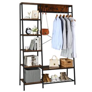 Organizzatore per Armadio Indipendente con Appendiabiti da Ingresso, Ganci, Ripiani Portaoggetti, Panca Portascarpe e Appendiabiti per Camera da Letto - Product Image 3