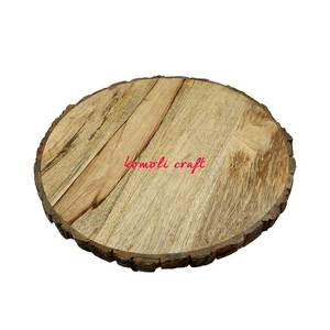 Hand Carved Wood Vintage Home Decor Wood Crafts Round Wooden Craft Serving Tray - Product Image 3