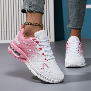 Baskets blanches respirantes à lacets pour femmes, motif écossais, style sportif, mode formelle, noir/violet, vente en gros, été/printemps - Product Image 2