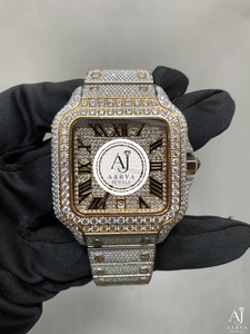 Montre mécanique couleur or avec incrustations de strass, cadran carré, bracelet, pour soirée et bijoux - Product Image 5