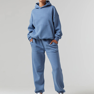 Conjunto Deportivo de 2 Piezas para Mujer, Chaqueta y Pantalón de Forro Polar, Cuello Alto con Cremallera, Estilo Casual, Color Sólido, Ajuste Regular para Todas las Temporadas - Product Image 1