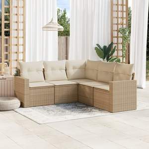 Conjunto de Sofás de Jardín en Beige y Blanco Crema - Product Image 1