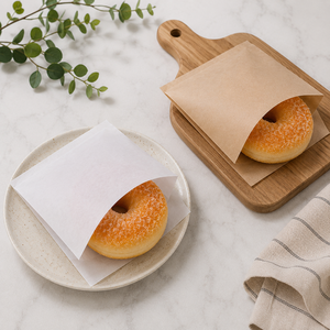 Greaseproof <b>Paper</b> <b>Biodegradable</b> Eco-Friendly Self-Folding Bag Die Cut Handles 14x14 Disposable Food Packaging for Sandwich Bread - Product Image 4