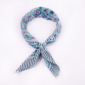 Cotton Blue Floral Bandana Square Scarf Multifunctional <b>Head</b> <b>Wrap</b> Summer Breathable Lightweight Casual Boho Accessory - Product Image 4
