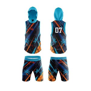 Conjunto de Camiseta sin Mangas con Capucha y Pantalones Cortos para Hombre, Estampado Geométrico, Secado Rápido, Transpirable, Ropa Deportiva de Verano, Diseño de Pullover sin Mangas para Adultos - Product Image 3