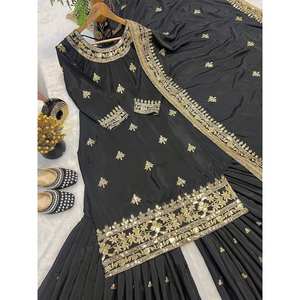 Hermoso Traje de Fiesta con Bordado de Lentejuelas para Ropa India y Pakistaní - Product Image 4