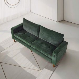 Green Corduroy Modern Style Solid Color Multi-Person <b>Sofa</b> for <b>Living</b> <b>Room</b> or Office with USB Interface Included - Product Image 4