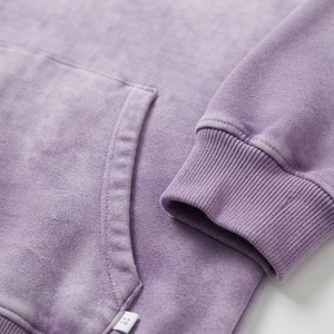 Sudadera con Capucha Lavanda Morada Lavada para Hombre, de Algodón y Forro Polar, Estilo Oversize Streetwear con Bolsillo Canguro, Ropa Casual - Product Image 6