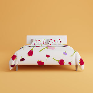 Drap plat et taie d'oreiller en mélange de poly coton à broderie classique pour le relooking de la chambre Tailles personnalisées avec design assorti - Product Image 1