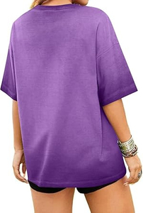 เสื้อยืดผ้าฝ้ายฟอกสีสไตล์วินเทจสำหรับผู้หญิง ใส่สบาย น้ำหนักเบา ทรงปกติ ไซส์ใหญ่ แขนสั้น - Product Image 2