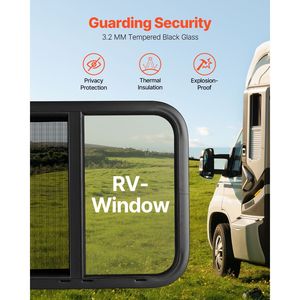 Horizontal RV Window 24\" W X 20\" H Tinted Sliding RV Window Net Screen with Trim <b>Ring</b> Fits 15/16\" 1 3/4\" <b>Thickness</b> Walls - Product Image 3