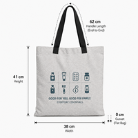 Sac fourre-tout promotionnel en coton recyclé 220 GSM pour les promotions de vente au détail, les événements, les cadeaux, logo personnalisé, commande en gros, marque privée