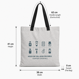 Sac fourre-tout en coton recyclé mélangé avec logo personnalisé, 220 GSM, gris, sac de shopping promotionnel, poignées noires, vente en gros, fabricant OEM ODM - Product Image 3