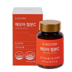 Comprimés de fer fumarate non hémique végétal à base de plantes avec vitamine C pour le transport de l'oxygène sanguin 300mg x 90 comprimés Santé DR ROOTEM - Product Image 1
