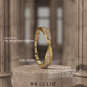 14K Solid <b>Gold</b> Round Lab Grown Diamond Twist Crossover <b>Ring</b> Pave <b>Set</b> Stackable Wedding Band Elegant Fine Jewelry - Product Image 2