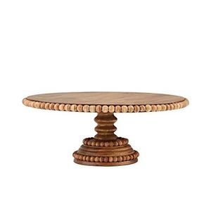Trending Hand Carved Round Wooden Cake Stand for Tabletop Dessert Display Decor Hand carved round FOR SALE - Product Image 1