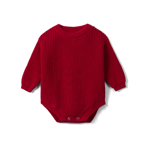 Combinaison pour bébé garçon en coton 100% tricoté, écologique, couleur unie, boutons YKK, combinaison d'hiver pour nourrisson, OEM ODM personnalisé - Product Image 1