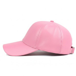 <b>Women</b> Pink PU Leather <b>Baseball</b> <b>Hat</b> Fashion Casual Curved Brim Cap Adjustable Outdoor Streetwear Sports Headwear Custom Logo - Product Image 3