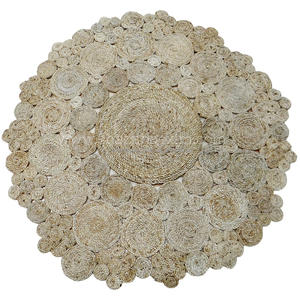 Tapis de jute indien traditionnel fait à la main tapis de jute tissé à la main tapis rond naturel tapis de jute tressé pour la décoration intérieure de l'Inde - Product Image 3