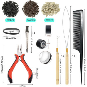 Kit de Herramientas para Extensiones de Cabello con 600 Anillos de Silicona, Set Profesional de Accesorios para Extensiones de Cabello, Incluye Cabello - Product Image 2
