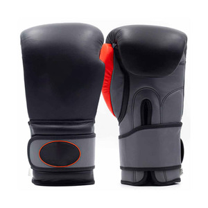 Most Popular Fighting Boxing Training <b>Gloves</b> Durable Material Adjustable Wrist Strap Black with Red Accents for Adult OEM Supply - Product Image 1
