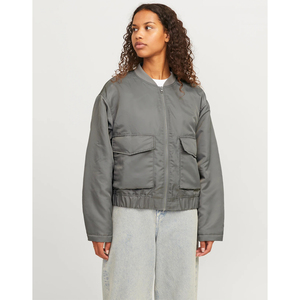 <b>Women</b> <b>Bomber</b> <b>Jacket</b> Fashion Zip Up Outerwear With Ribbed Cuffs Smooth Finish And Practical Pockets For Casual - Product Image 2