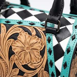 Nueva Bolsa de Viaje de Lujo, Estilo Vintage, Mini Speedy, de Cuero Genuino, con Diseño Floral Tallado a Cuadros, Modelo 2026 - Product Image 3