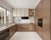 Meubles sur mesure BAINENG, personnalisation complète de la maison, OEM ODM, armoires de cuisine en acier inoxydable pour les constructeurs et les développeurs